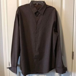 PERRY ELLIS MENS BROWN DRESS SHIRT